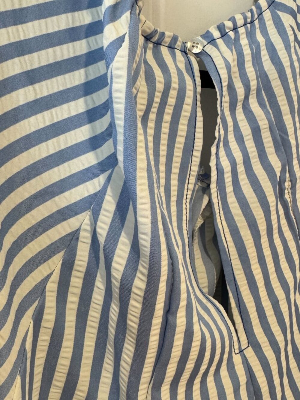 Blue and White Stripe Baby Doll Romper - Size Medium‎ - Picture 8 of 10
